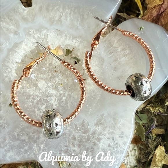Rose gold and silver charms hoop statement earrings - Picture 1 of 1